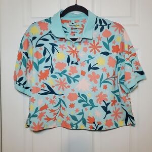 Nike Women's Floral Print Cropped Golf Polo Size M